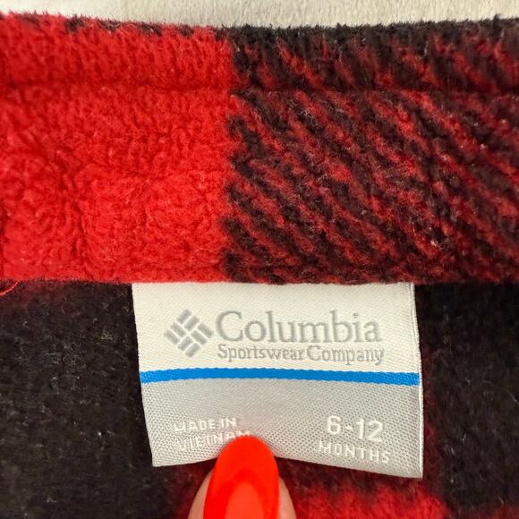 Columbia Baby Fleece‎ Jacket Red Black Buffalo Plaid Full Zip 6-12M - Picture 4 of 6